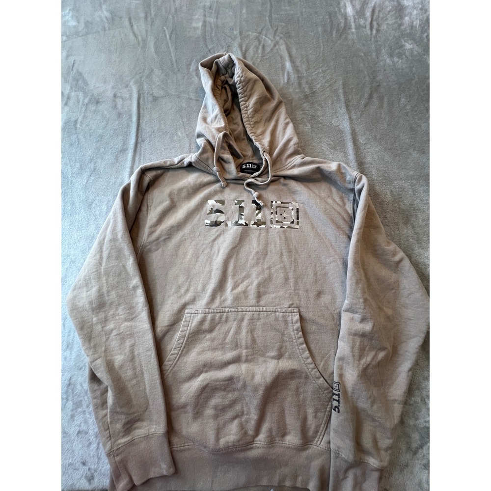 5.11 Tactical Hoodie Mens Medium Tan Camo Logo Pullover Sweatshirt
